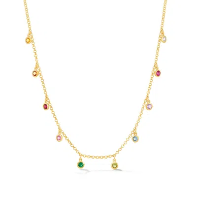Dower & Hall Mixed Gemstone Array Chain Necklace In Silver