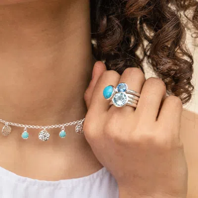 Dower & Hall 'paradise' Nomad Ring Stack In Blue