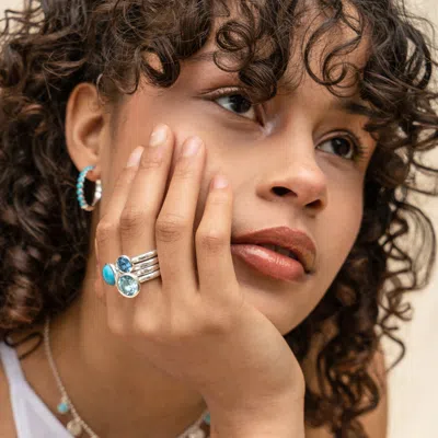 Dower & Hall 'paradise' Nomad Ring Stack In Blue