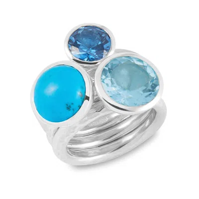 Dower & Hall 'paradise' Nomad Ring Stack In Blue