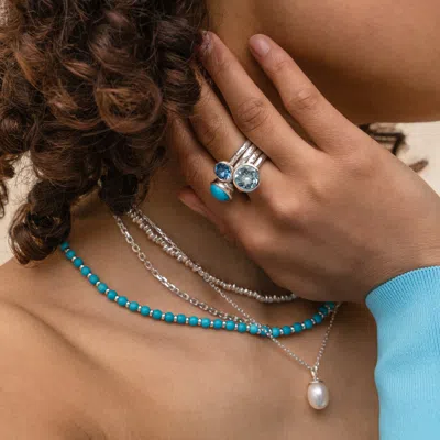 Dower & Hall 'paradise' Nomad Ring Stack In Blue