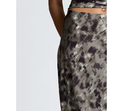 Kenneth Cole Bias Cut Printed Maxi Skirt In Gray