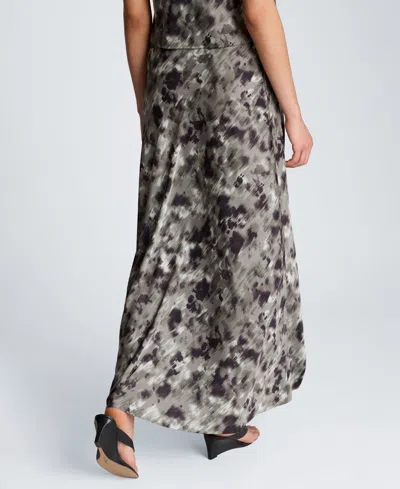 Kenneth Cole Bias Cut Printed Maxi Skirt In Gray