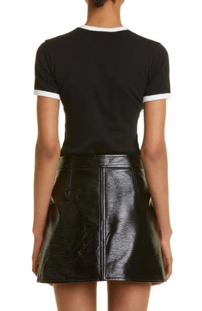 Courrèges Courreges Women Cotton T Shirt With Contrasting Profiles In Black