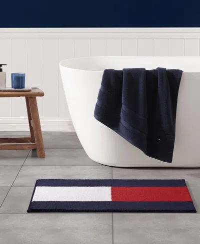 Tommy Hilfiger Flag Blue Bath Rug In Multi