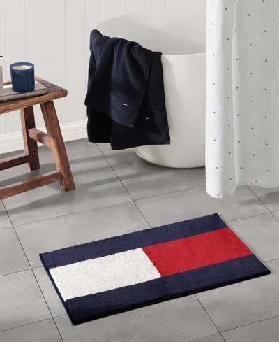 Tommy Hilfiger Flag Blue Bath Rug In Multi