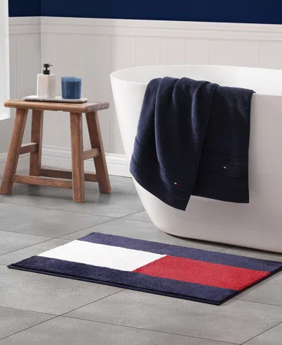 Tommy Hilfiger Flag Blue Bath Rug In Multi