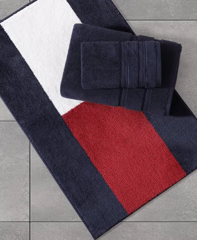 Tommy Hilfiger Flag Blue Bath Rug In Multi