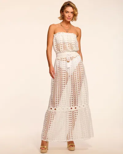Ramy Brook Henrietta Cotton Embroidered Strapless Coverup Dress White In Pink