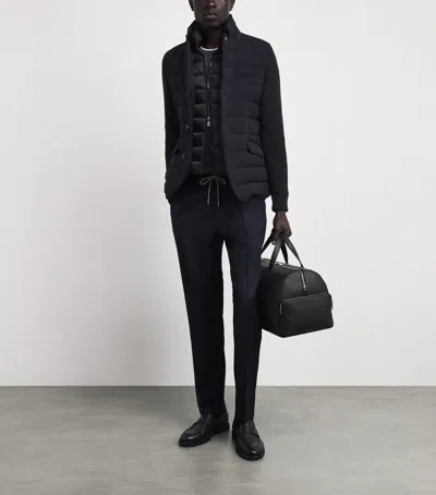 Moorer Button-up Padded Down Jacket In Blue