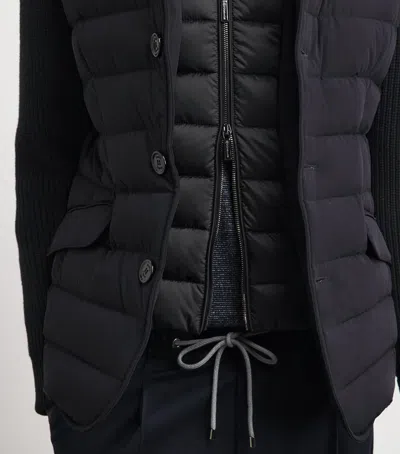 Moorer Button-up Padded Down Jacket In Blue