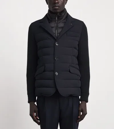 Moorer Button-up Padded Down Jacket In Blue