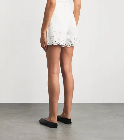 Frame Womens White The Eyelet Embroidered-hem Denim Shorts