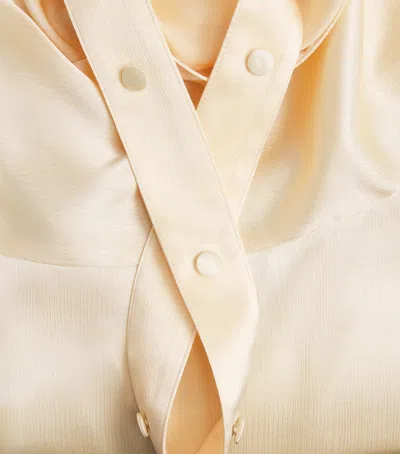 Late For Work Satin Draped Shirt In White