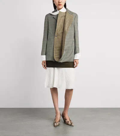 Late For Work Check Double Draped Blazer In Gray