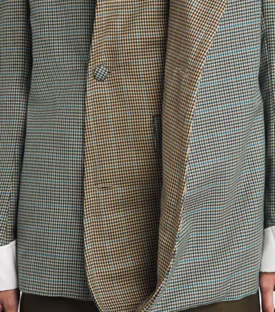 Late For Work Check Double Draped Blazer In Gray