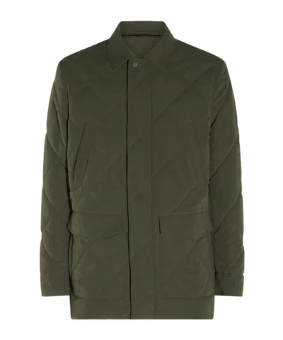 Canali Quilted Button-front Coat In Green