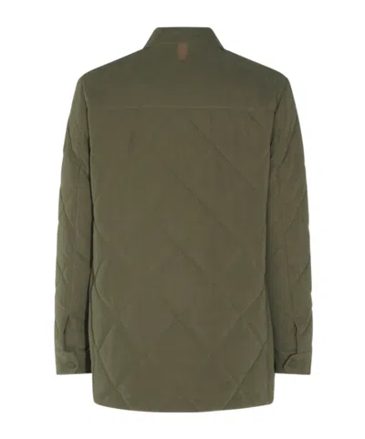 Canali Quilted Button-front Coat In Green