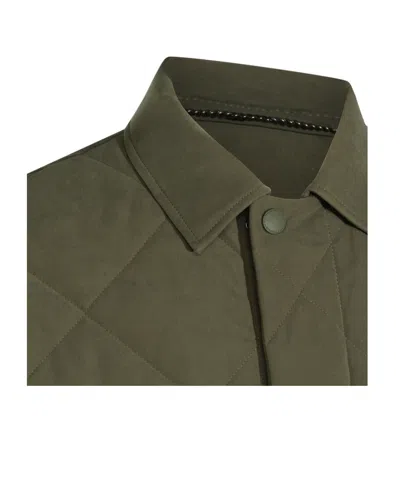 Canali Quilted Button-front Coat In Green