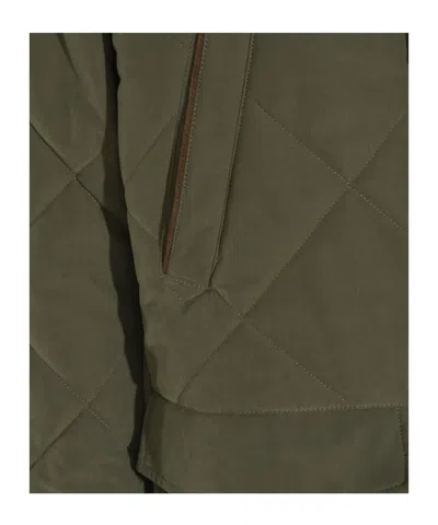 Canali Quilted Button-front Coat In Green