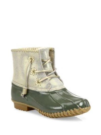 Shop Jack Rogers Chloe Classic Whipstitch Metallic Leather & Rubber Boots In Olive