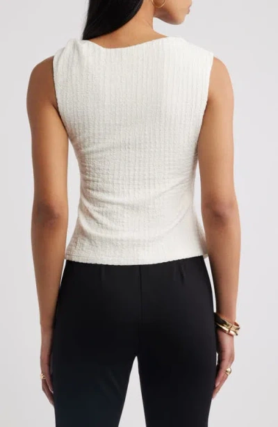 Open Edit Twisted Shoulder Textured Tank In White