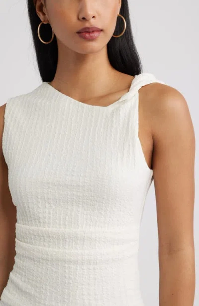 Open Edit Twisted Shoulder Textured Tank In White
