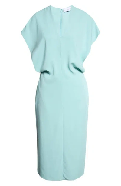 Stella Mccartney Midi Dress With V-neck And Drape In Blue