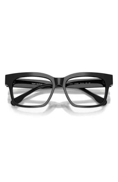 Tory Burch 55mm Rectangular Optical Glasses In Black