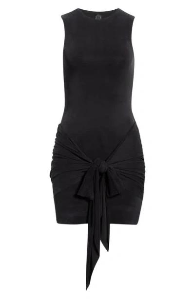 Skims Cupro Jersey Wrap Mini Dress In Multi