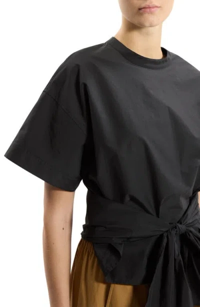 Theory Boxy Tie Front Top In Black