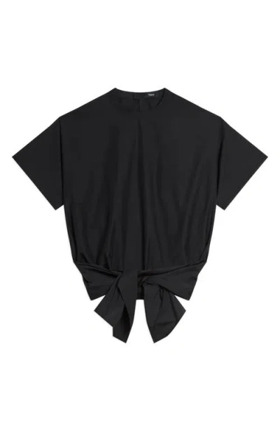 Theory Boxy Tie Front Top In Black