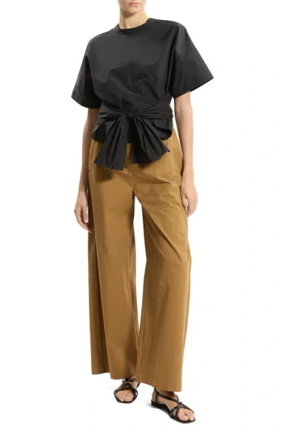 Theory Boxy Tie Front Top In Black