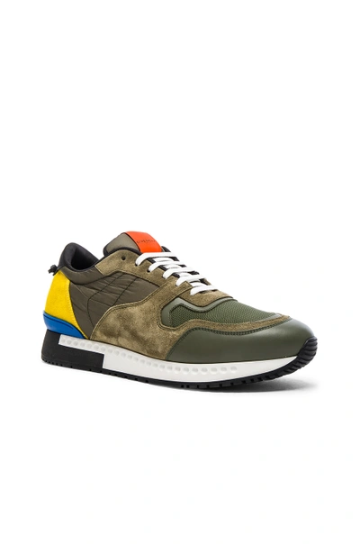 Shop Givenchy Runner Active Sneakers In Green.  In Khaki & Yellow