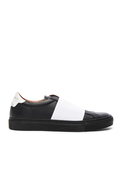 Shop Givenchy Strap Leather Sneakers In Black & White