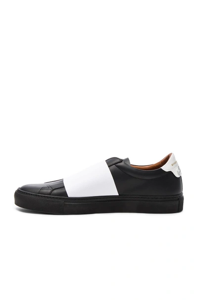 Shop Givenchy Strap Leather Sneakers In Black & White