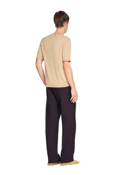 Sandro Paris Knitted T-shirt In Nude
