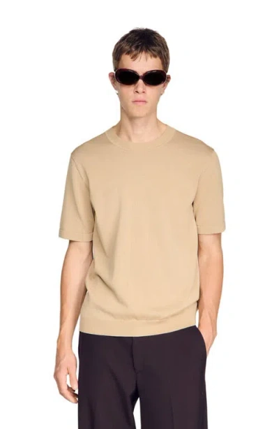 Sandro Paris Knitted T-shirt In Nude
