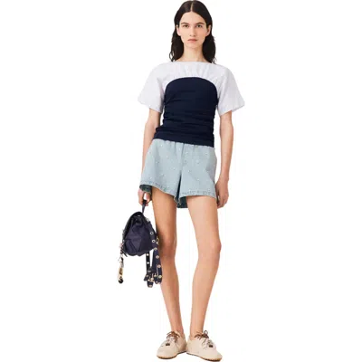 Maje Pleated Jersey Top In Multi