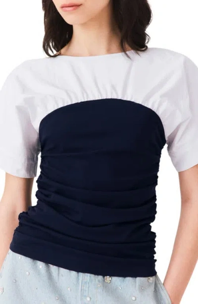 Maje Pleated Jersey Top In Multi