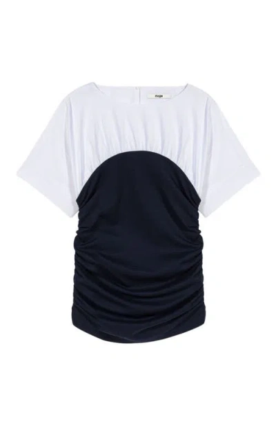 Maje Pleated Jersey Top In Multi