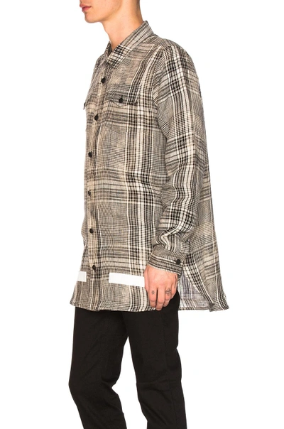 Shop Off-white Linen Check Shirt In Black, Checkered & Plaid.  In Beige All Over & White