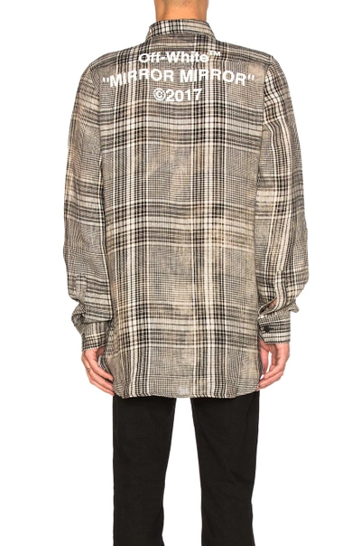 Shop Off-white Linen Check Shirt In Black, Checkered & Plaid.  In Beige All Over & White