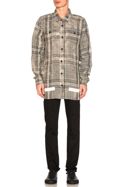 Shop Off-white Linen Check Shirt In Black, Checkered & Plaid.  In Beige All Over & White