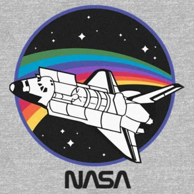 Nasa Space Shuttle Rainbow Path  Graphic T-shirt In Gray