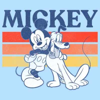 Mickey & Friends Retro Pluto And Mickey Mouse  Graphic T-shirt In Blue