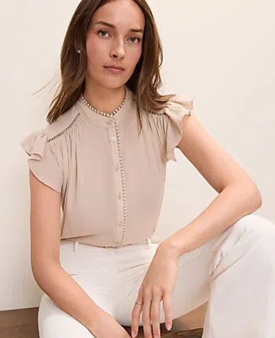 Ann Taylor Flutter Sleeve Button Down Blouse