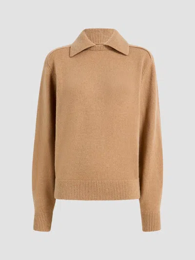 Khaite Womens Camel Jackson Collared Wool And Cashmere-blend Jumper In Brown