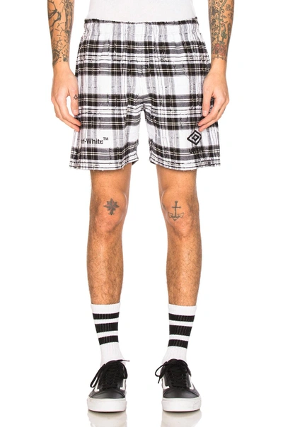 Shop Off-white X Umbro Shorts In White, Checkered & Plaid, Black. In White Check