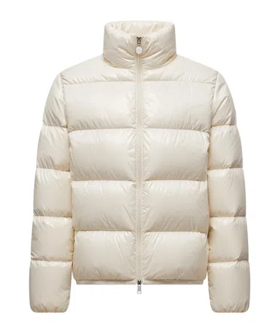 Moncler Abbadia Short Down Jacket High Collar In Neutral